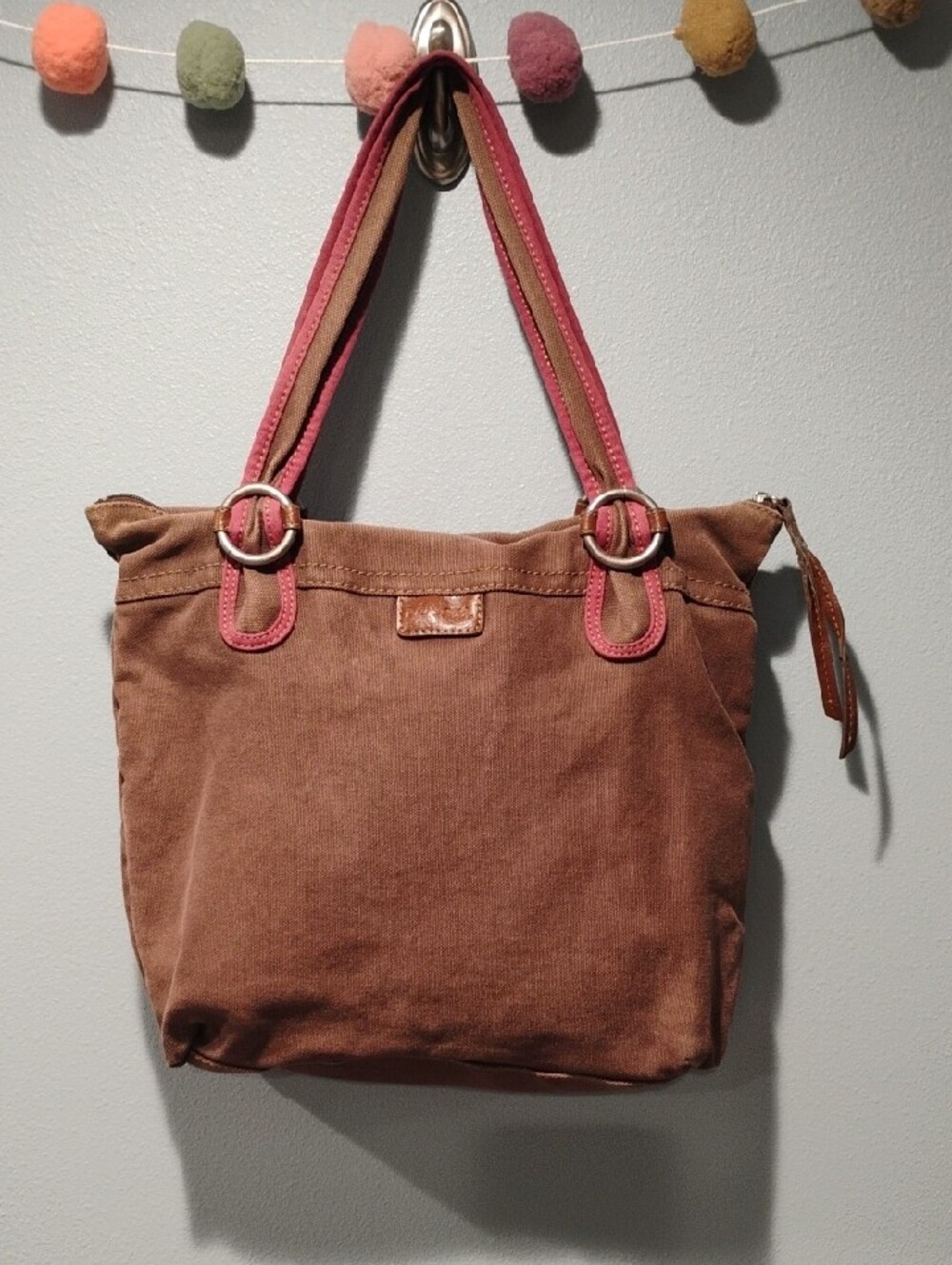 FOSSIL Vintage Brown Floral Embroidered Shoulder Bag - Picture 2 of 7